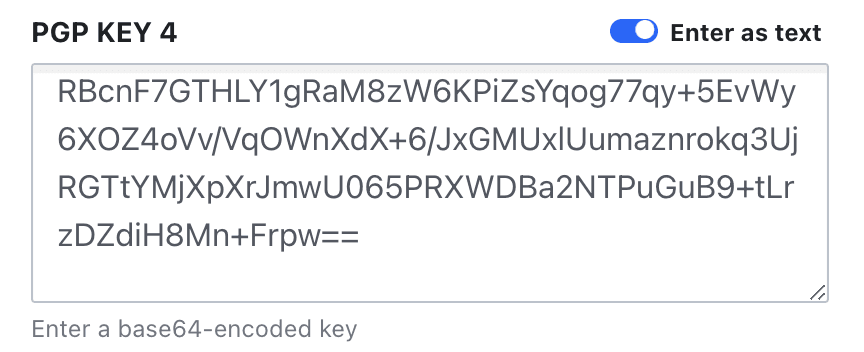 Screen shot showing pasted base64 public key in Vault UI